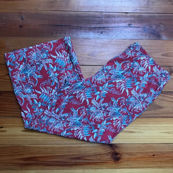 Loft Red Floral Wide Leg Pants, EUC, XL - Picture 12 of 12